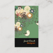 PixDezines RETRO CHICKS+SPIRALS/DIY kleuren! Visitekaartje (Voorkant)