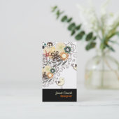 PixDezines Retro Chicks+Spirals Visitekaartje (Staand voorkant)