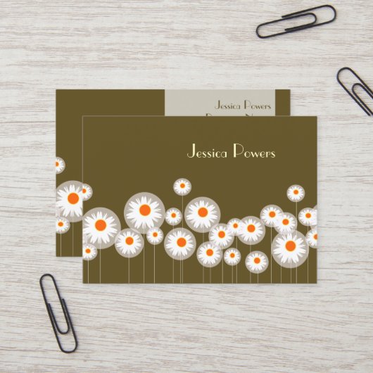 PixDezines retro daisies/diy achtergrondkleur Visitekaartje (Voorkant / Achterkant in situ)