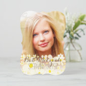 PixDezines Retro DaisiesFoto/Bat Mitzvah Kaart (Staand voorkant)