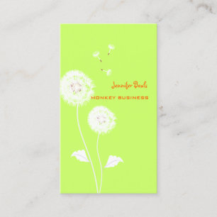 PixDezines Retro dandelions/DIY Color, Neon Green Visitekaartje