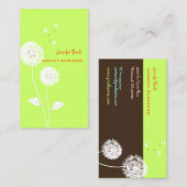 PixDezines Retro dandelions/DIY Color, Neon Green Visitekaartje (Voorkant / Achterkant)
