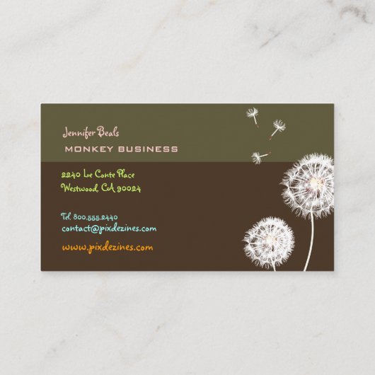 PixDezines retro dandelions/DIY kleur, modder Visitekaartje (Achterkant)