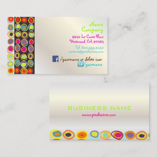 PixDezines Retro Design Visitekaartjes (Voorkant / Achterkant)