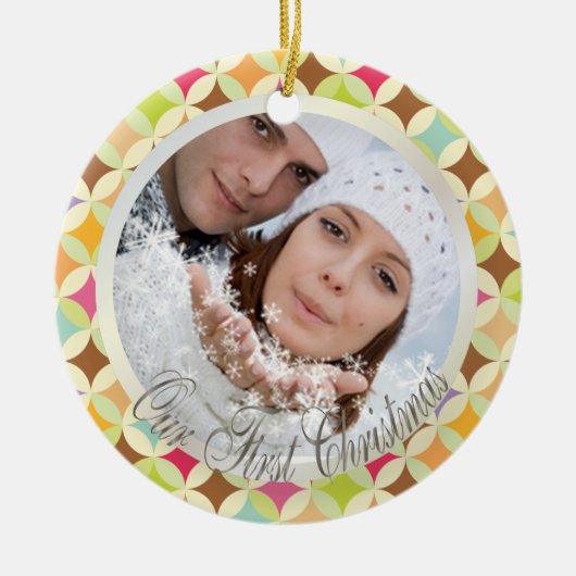 PixDezines Retro Diamonds Fotosjabloon Keramisch Ornament (Voorkant)