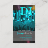PixDezines Retro DJ+dans hall/aqua blue Visitekaartje (Achterkant)