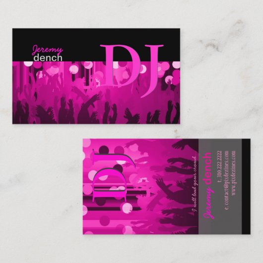 PixDezines Retro DJ+dans hall Visitekaartje (Voorkant / Achterkant)