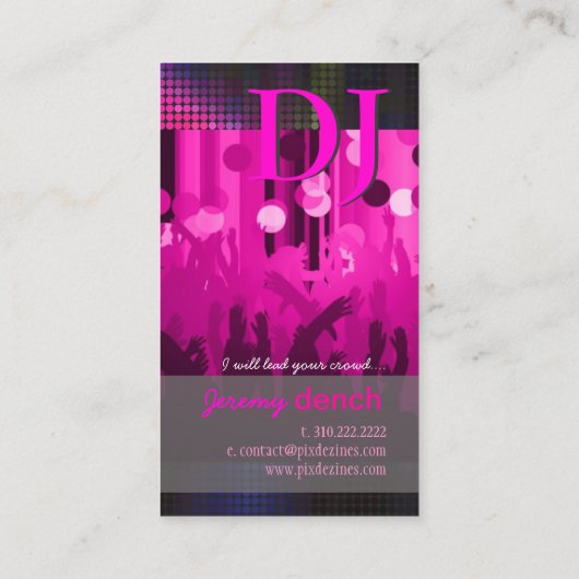 PixDezines Retro DJ+dans hall/warm roze Visitekaartje (Achterkant)