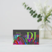 PixDezines Retro DJ+disco wervelingen Visitekaartje (Staand voorkant)