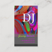 PixDezines Retro DJ+disco wervelingen Visitekaartje (Achterkant)