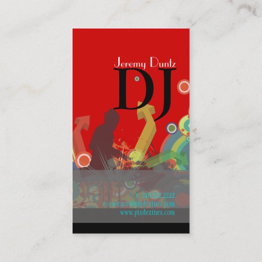 PixDezines Retro DJ/DIY achtergrond Visitekaartje (Achterkant)