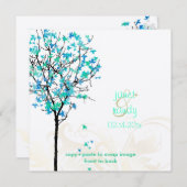 PixDezines retro elektro-blauwe paardenbomen Kaart (Voorkant / Achterkant)