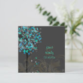 PixDezines retro elektro-blauwe paardenbomen Kaart (Staand voorkant)