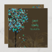 PixDezines retro elektro-blauwe paardenbomen Kaart (Voorkant / Achterkant)