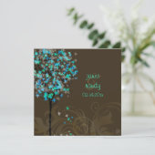 PixDezines retro elektro-blauwe paardenbomen Kaart (Staand voorkant)