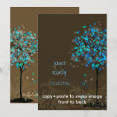 PixDezines retro elektro-blauwe paardenbomen Kaart (Voorkant / Achterkant)