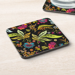 PixDezines retro flora/DIY achtergrondkleur Bier Onderzetter