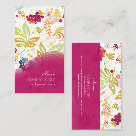 PixDezines retro flora/DIY achtergrondkleur Visitekaartje (Voorkant / Achterkant)