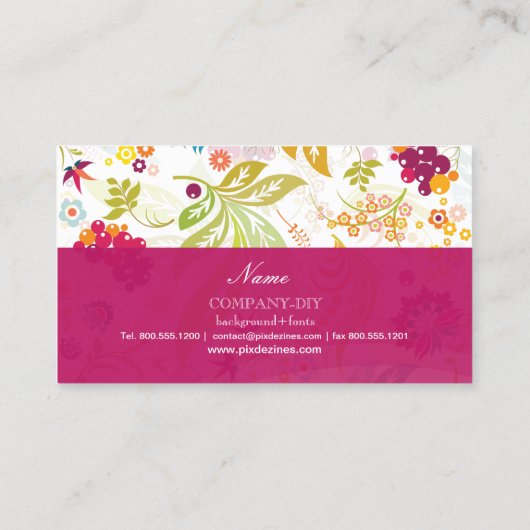 PixDezines retro flora/DIY achtergrondkleur Visitekaartje (Achterkant)