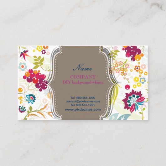 PixDezines Retro Flora/DIY achtergrondkleur Visitekaartje (Achterkant)