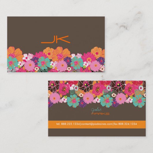 PixDezines Retro Floral ~ Alegre/diy achtergrond Visitekaartje (Voorkant / Achterkant)