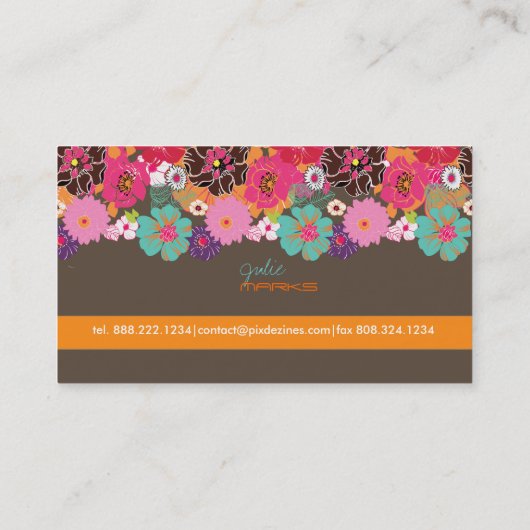 PixDezines Retro Floral ~ Alegre/diy achtergrond Visitekaartje (Achterkant)