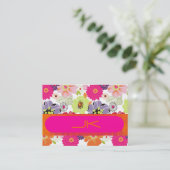 PixDezines Retro Floral ~ Alegre Visitekaartje (Staand voorkant)