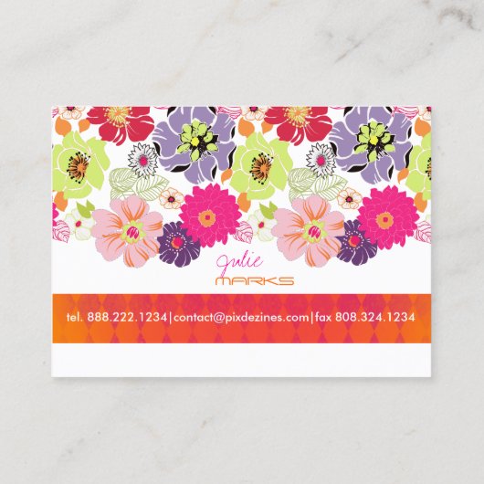 PixDezines Retro Floral ~ Alegre Visitekaartje (Achterkant)