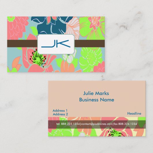 PixDezines Retro Florals/DIY achtergrond Visitekaartje (Voorkant / Achterkant)
