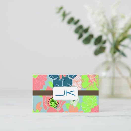 PixDezines Retro Florals/DIY achtergrond Visitekaartje (Staand voorkant)