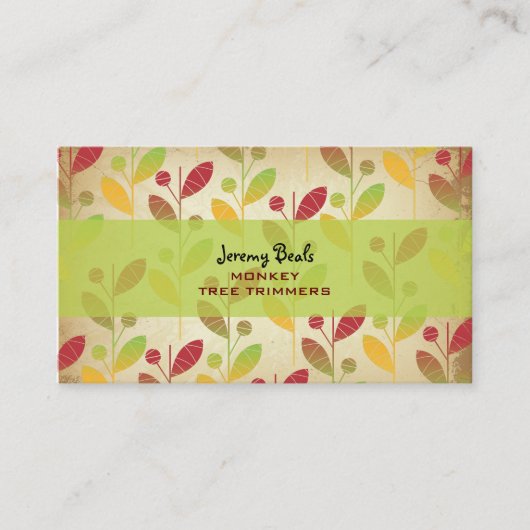 PixDezines  Retro Foliage ♥ & ♥ Visitekaartje (Voorkant)