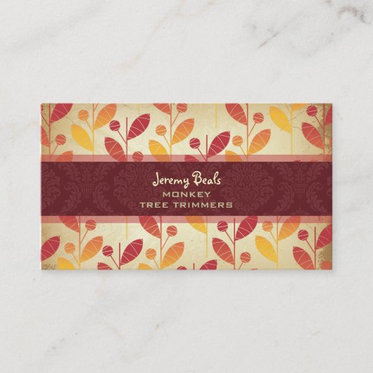 PixDezines Retro Foliage ♥♥♥♥ Visitekaartje (Voorkant)