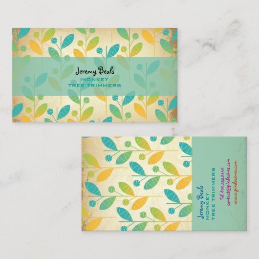 PixDezines  Retro Foliage ♥ & ♥ Visitekaartje (Voorkant / Achterkant)