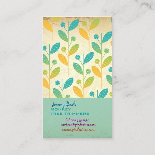 PixDezines  Retro Foliage ♥ & ♥ Visitekaartje (Achterkant)