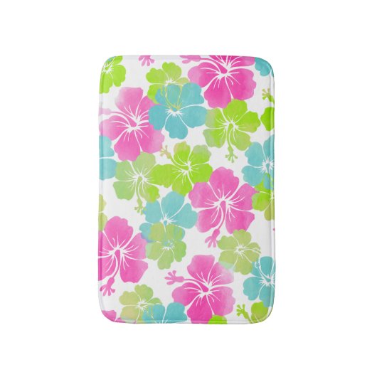 PixDezines retro hibiscus Badmat (Voorkant Verticaal)