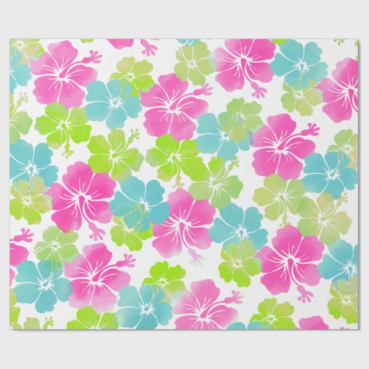 PixDezines retro hibiscus Cadeaupapier (Vlak)
