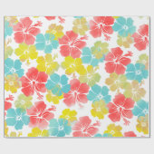 PixDezines retro hibiscus Cadeaupapier (Vlak)