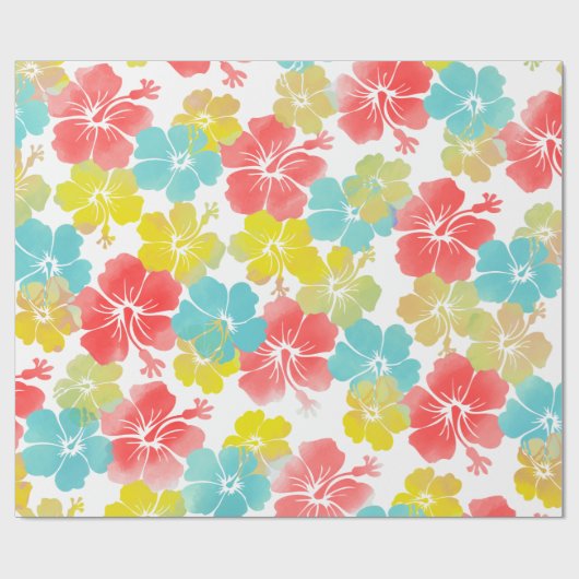 PixDezines retro hibiscus Cadeaupapier (Vlak)