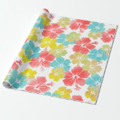 PixDezines retro hibiscus Cadeaupapier (Uitgerold)