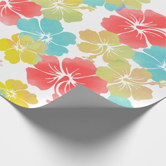 PixDezines retro hibiscus Cadeaupapier (Hoek)
