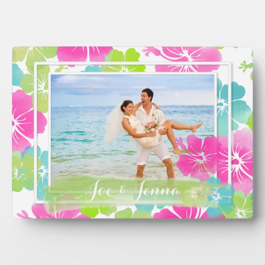 PixDezines retro hibiscus Fotoplaat (voorkant)