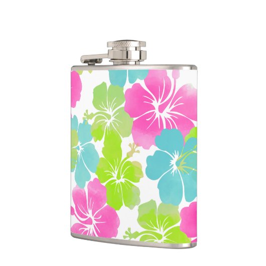 PixDezines retro hibiscus Heupfles (Links)