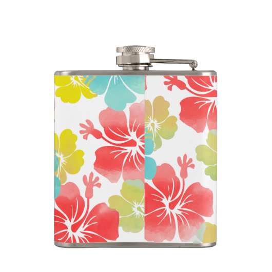 PixDezines retro hibiscus Heupfles (Achterkant)