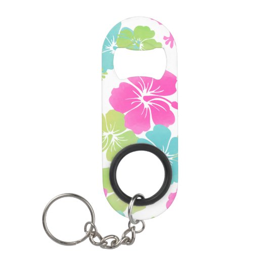 PixDezines retro hibiscus Mini Flessenopener (Voorkant)