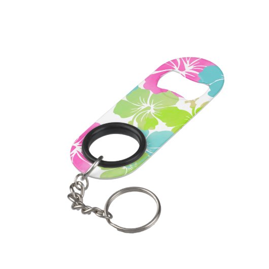 PixDezines retro hibiscus Mini Flessenopener (Achterkant Gekanteld)