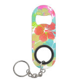 PixDezines retro hibiscus Sleutelhanger Flessenopener (Voorkant)