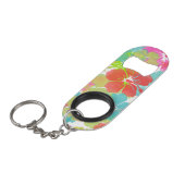 PixDezines retro hibiscus Sleutelhanger Flessenopener (Voorkant Gekanteld)
