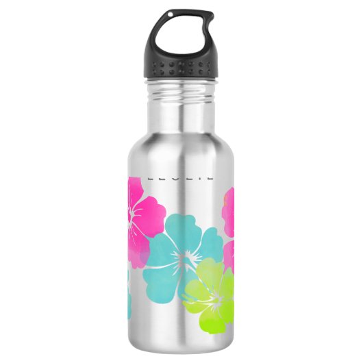 PixDezines retro hibiscus Waterfles (Voorkant)