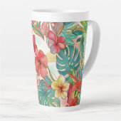PixDezines Retro Hyper H2 Hawaii Bloemmotief Blad Latte Mok (Rechterhoek)