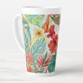 PixDezines Retro Hyper H2 Hawaii Bloemmotief Blad Latte Mok (Linkerhoek)